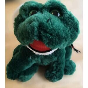 Rare Singing Green Christmas Frog WORKS, Croaks “Jingle Bells” 10"